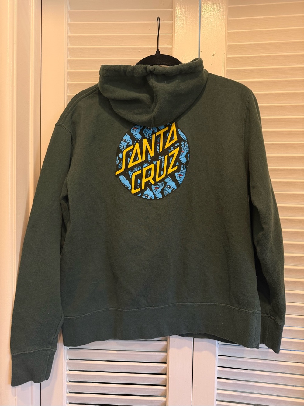 Santa Cruz Skateboards Men's Forest Green Hoodie with Yellow & Blue Logo